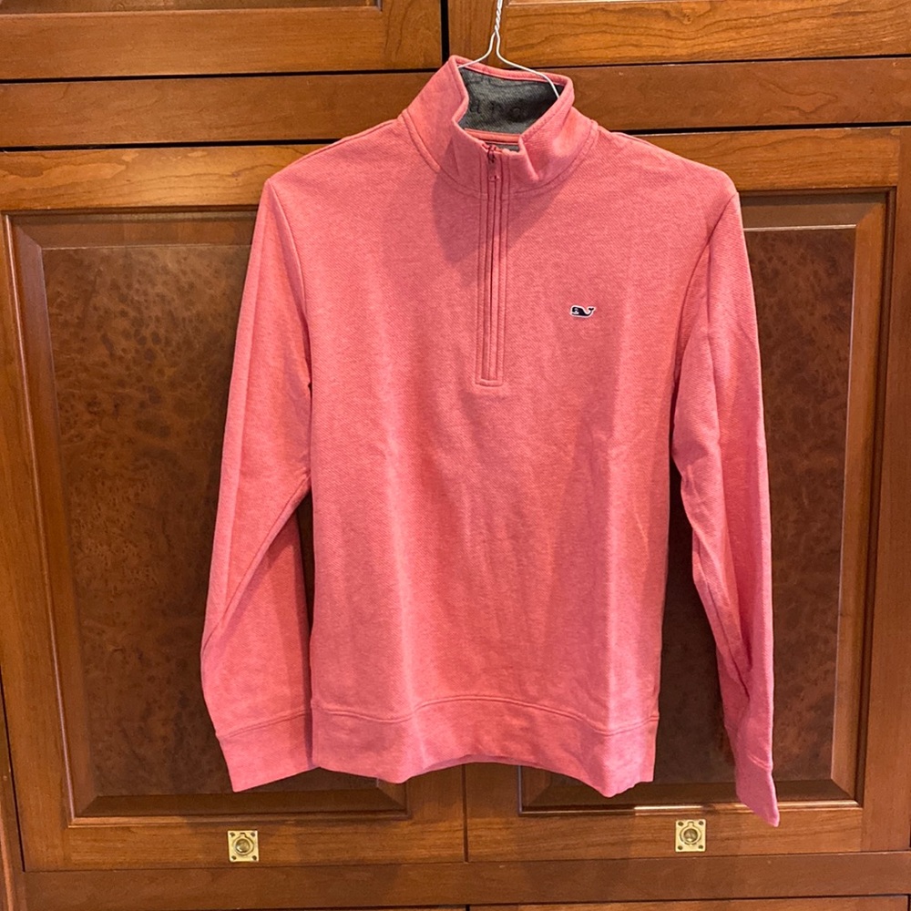 Vineyard vines mens XS cotton quarter zip, PINK Heather, worn twice, perfect.